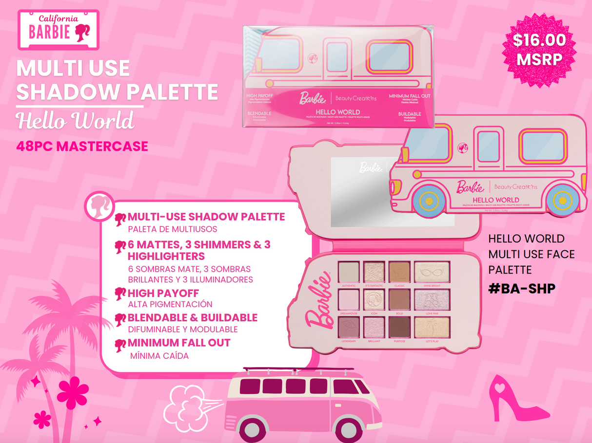 BARBIE X BEAUTY CREATIONS "HELLO WORLD" SHADOW PALETTE (1PC) LIMITED EDITION