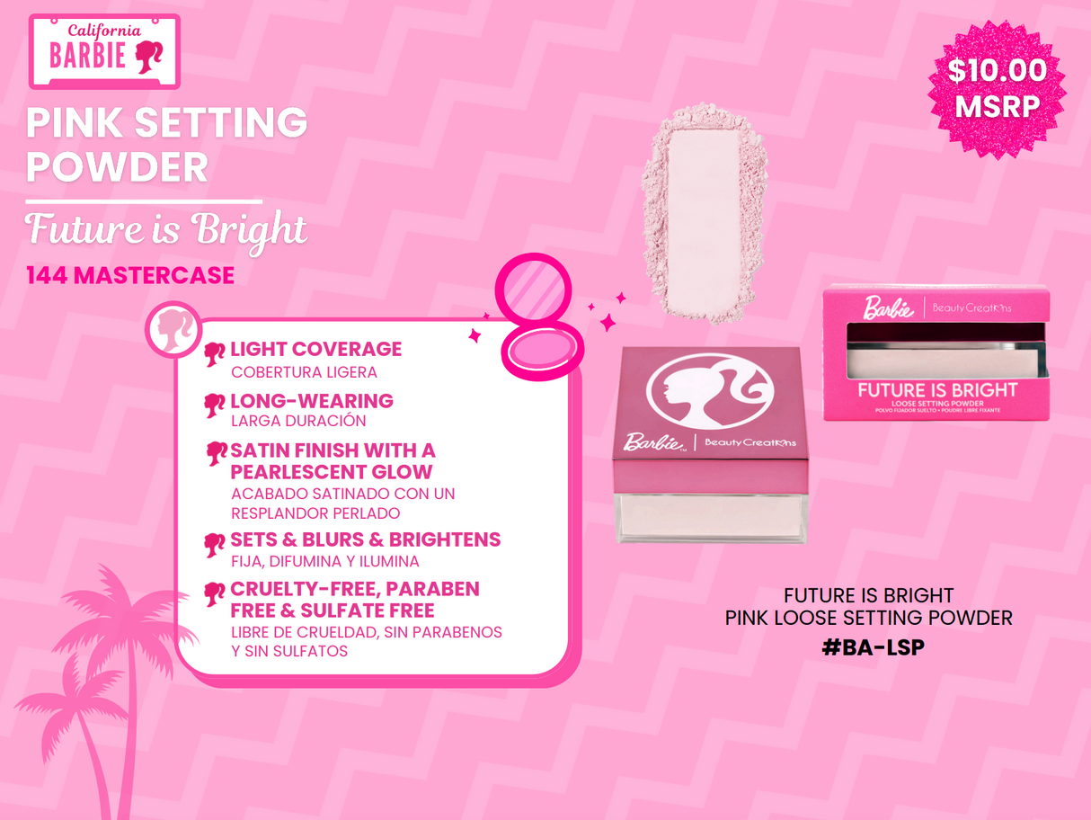 BARBIE X BEAUTY CREATIONS "FUTURE IS BRIGHT" PINK LOOSE SETTING POWDER (1PC) LIMITED EDITION
