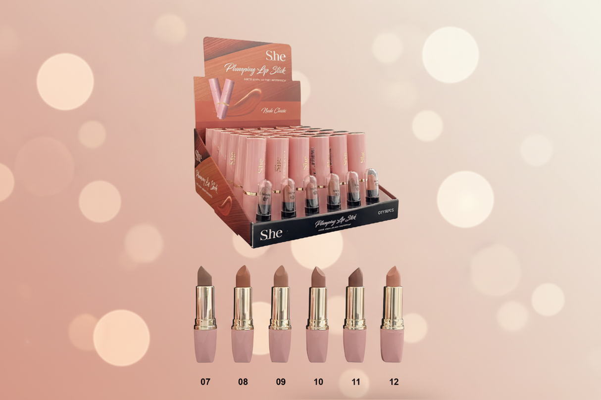 S.HE MAKEUP- NUDE CLASSIC - PLUMPING LIP STICK (36PCS)