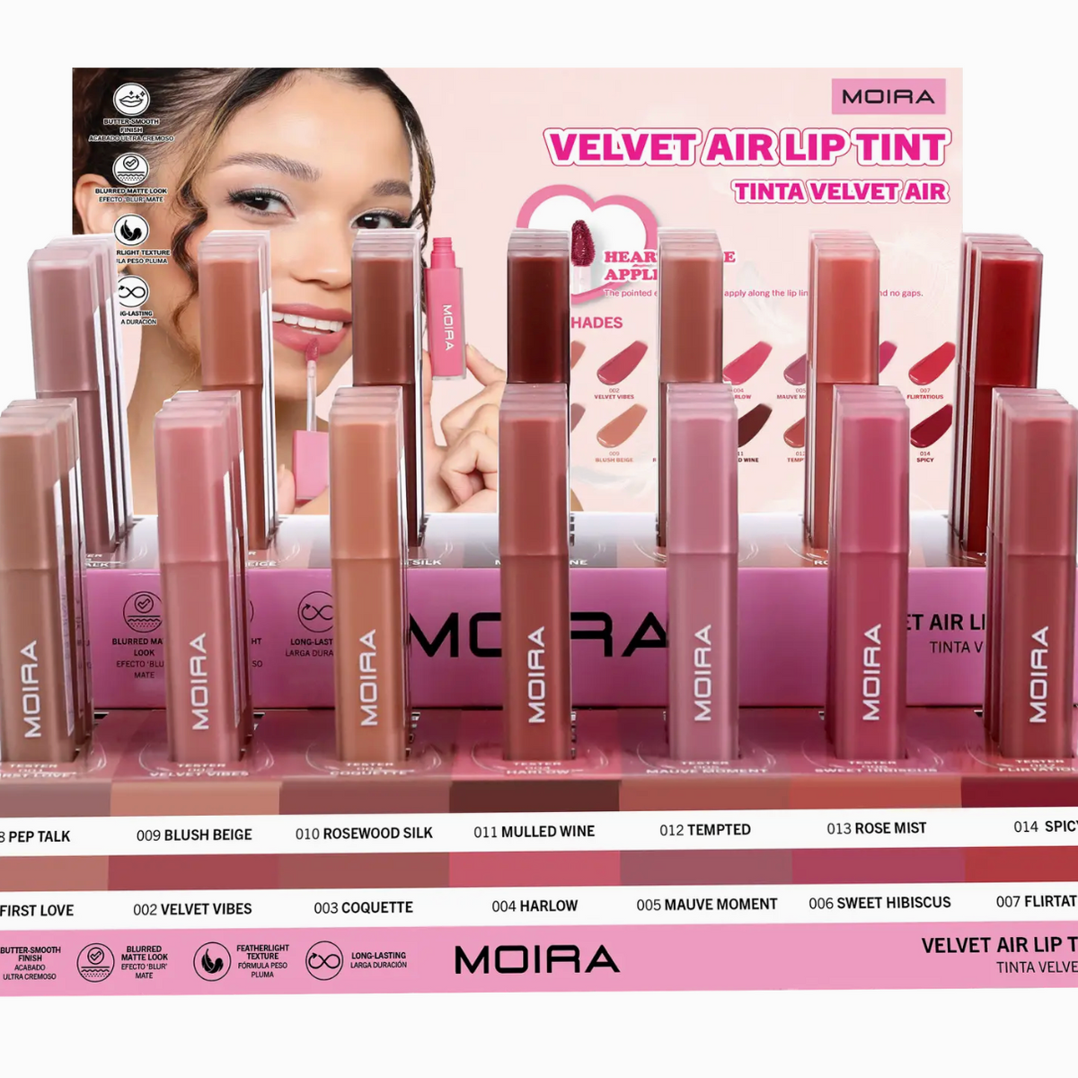 MOIRA - VELVET AIR LIP TINT - CARDBOARD DISPLAY – Shopcosmeticsandmore