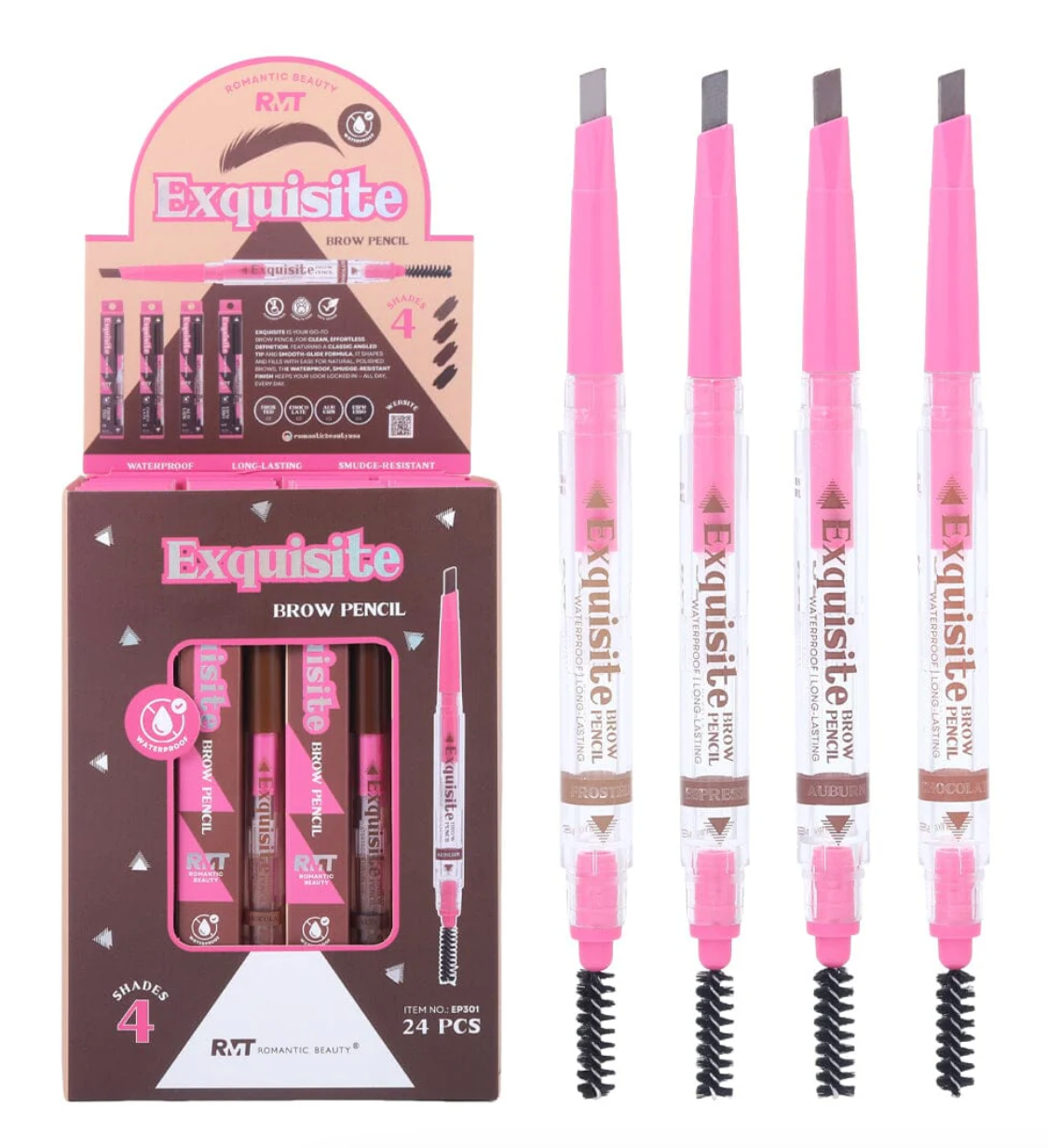 ROMANTIC BEAUTY- EXQUISITE BROW PENCIL- 4 SHADES (24PCS)