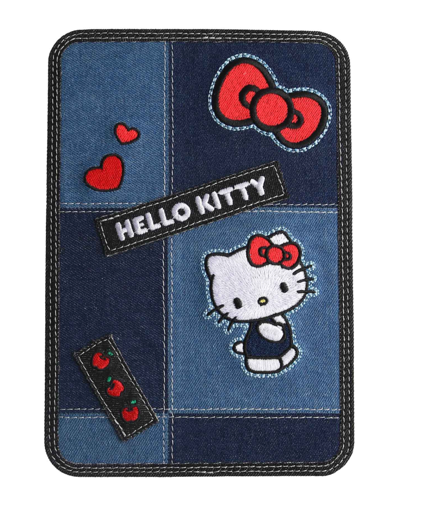 IMPRESSIONS VANITY X HELLO KITTY - PATCHWORK DENIM TOUCH PAD FOLIO LED MAKEUP MIRROR (1PC)