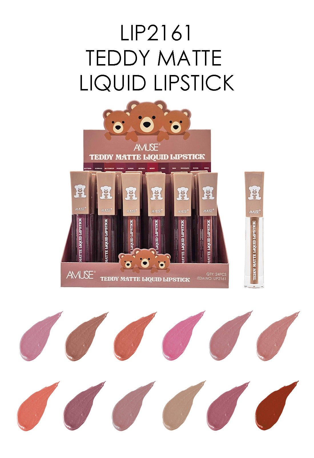 AMUSE - TEDDY MATTE LIQUID LIPSTICK - DISPLAY 24 PC