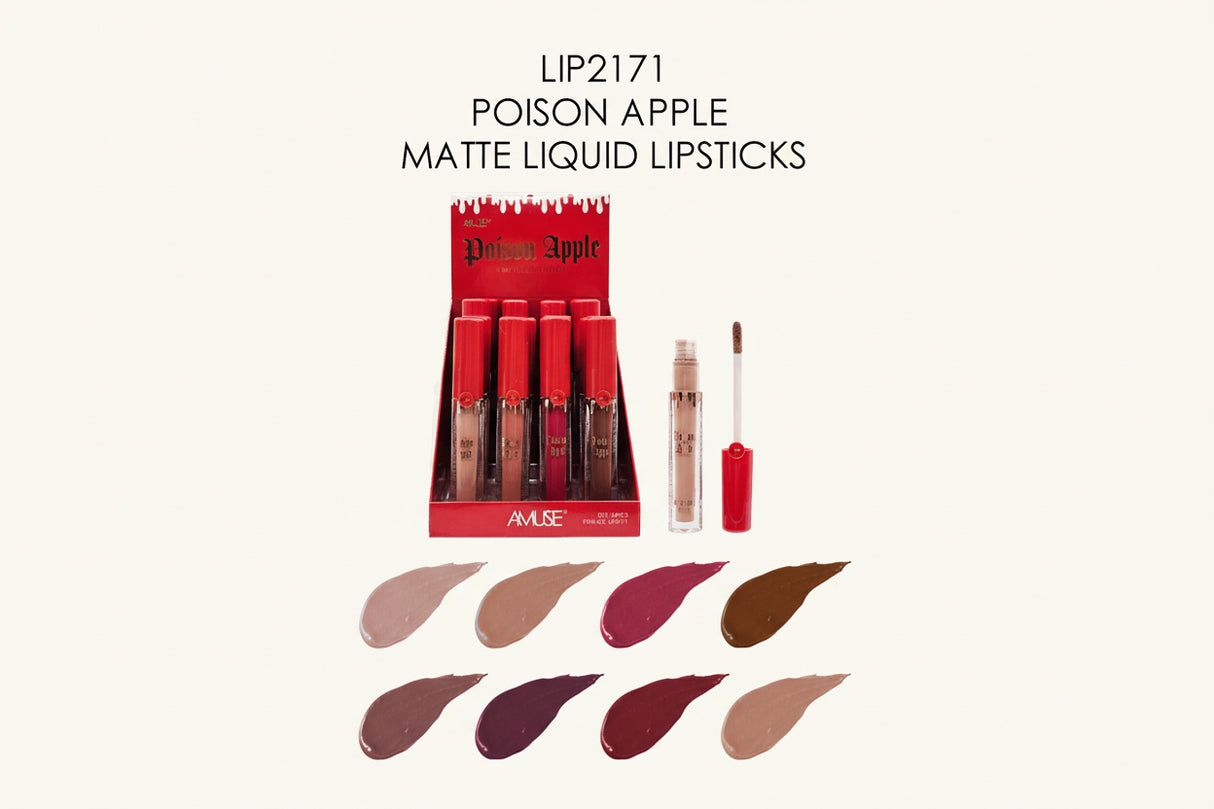 AMUSE - POISON APPLE - 8 MATTE LIQUID LIPSTICK - DISPLAY (24PCS)