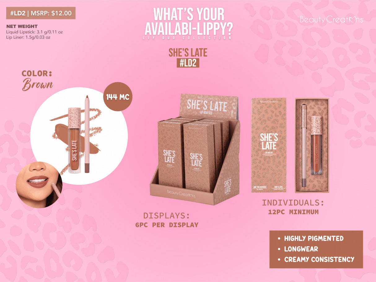 BEAUTY CREATIONS - WHATYOURAVAILABILIPPY LIP DUO SET