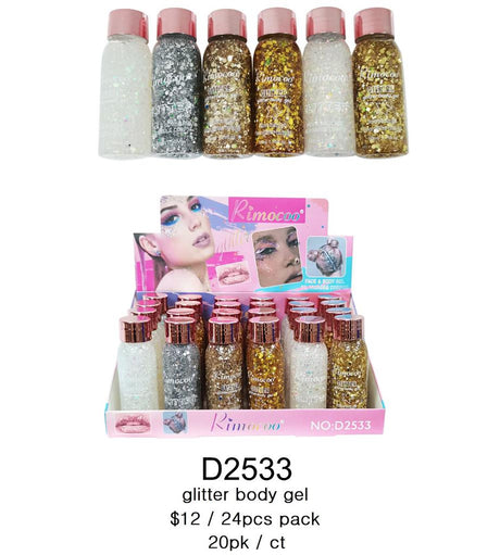 RIMOCOO - FACE AND BODY GEL- GLITTER - DISPLAY 24PCS