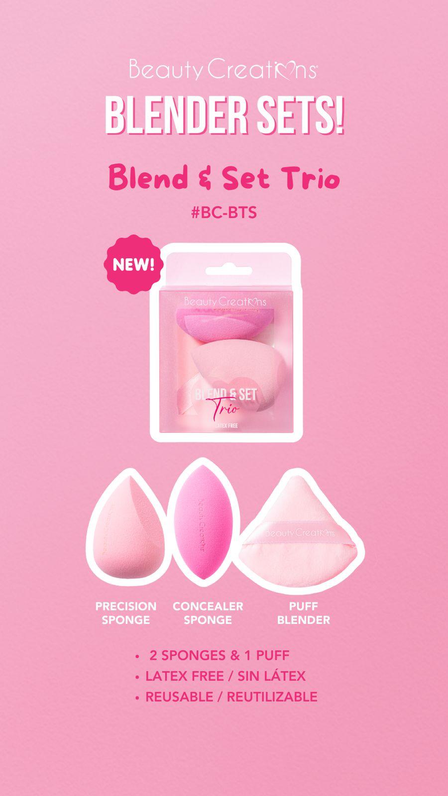 BEAUTY CREATIONS - BLEND & SET TRIO LATEX FREE (12PC)