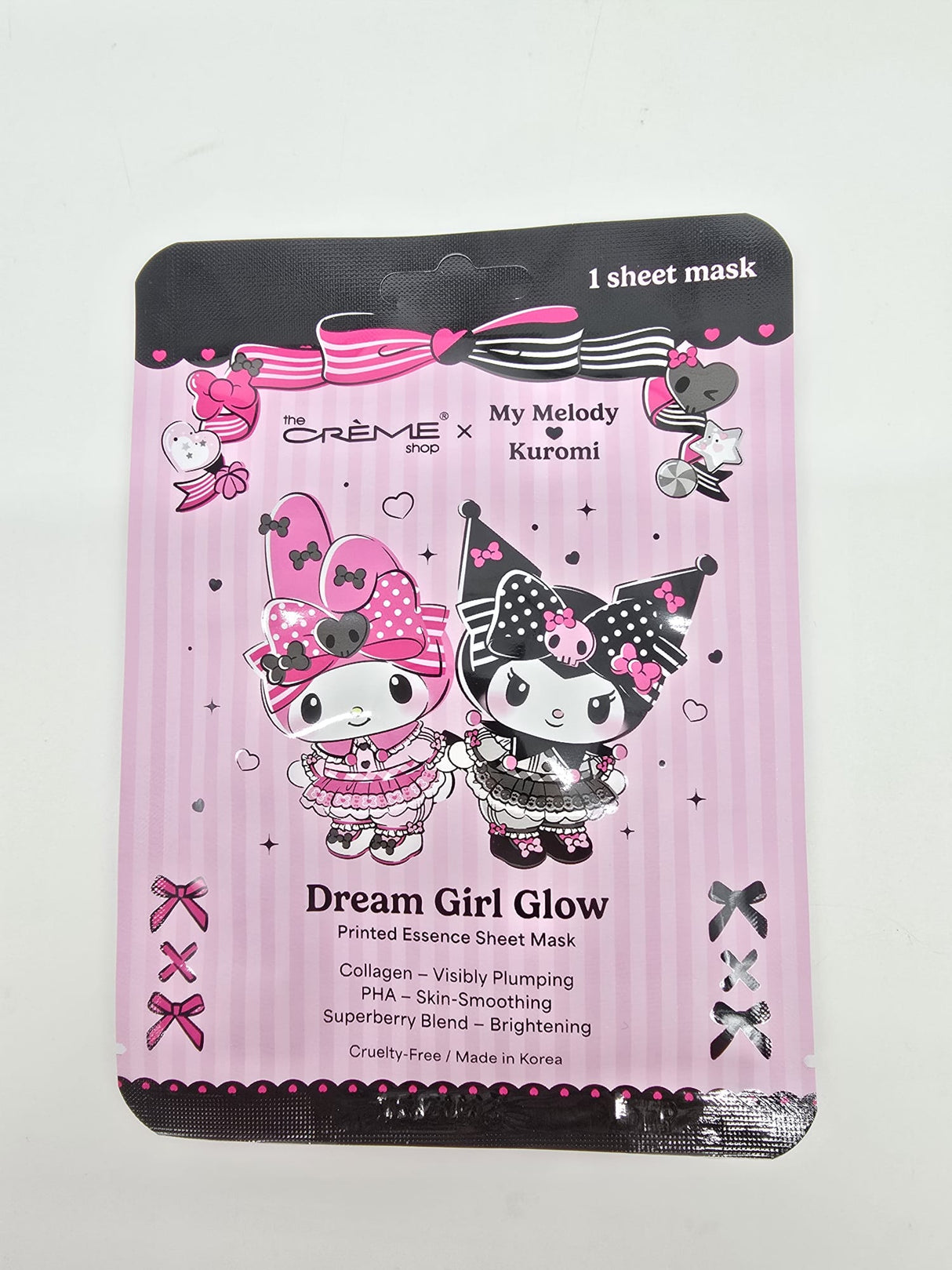 THE CREME SHOP- MY MELODY & KUROMI- DREAM GIRL GLOW- SHEET MASK- 6PCS PACK