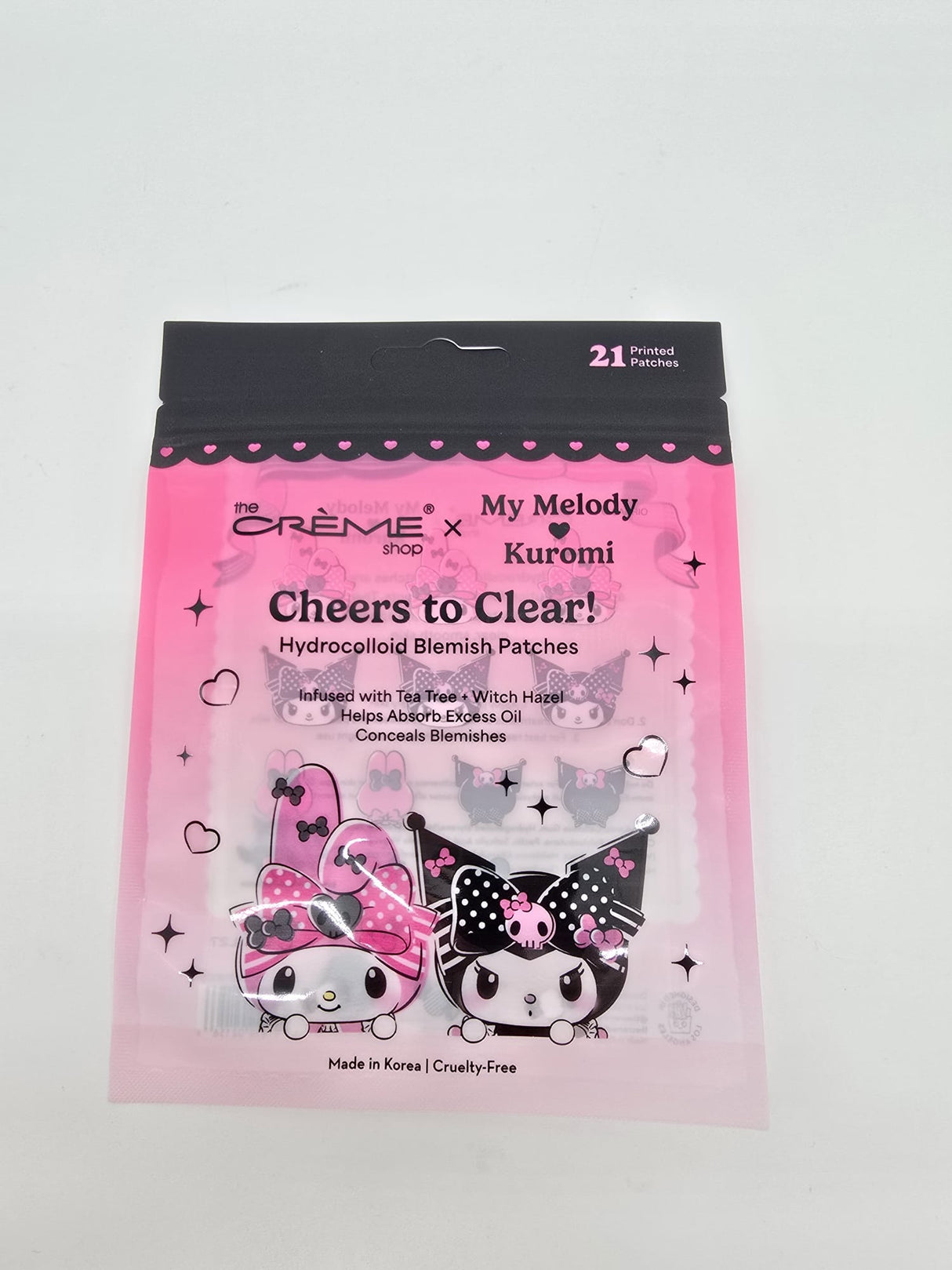 THE CREME SHOP- MY MELODY & KUROMI- CHEER TO CLEAR- BLESMISH PATCHES- 6PCS