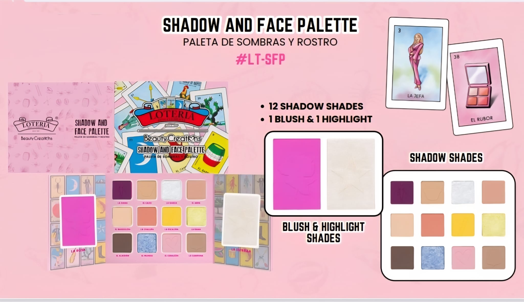 BEAUTY CREATIONS X LA LOTERIA- SHADOW AND FACE PALETTE- 1PC
