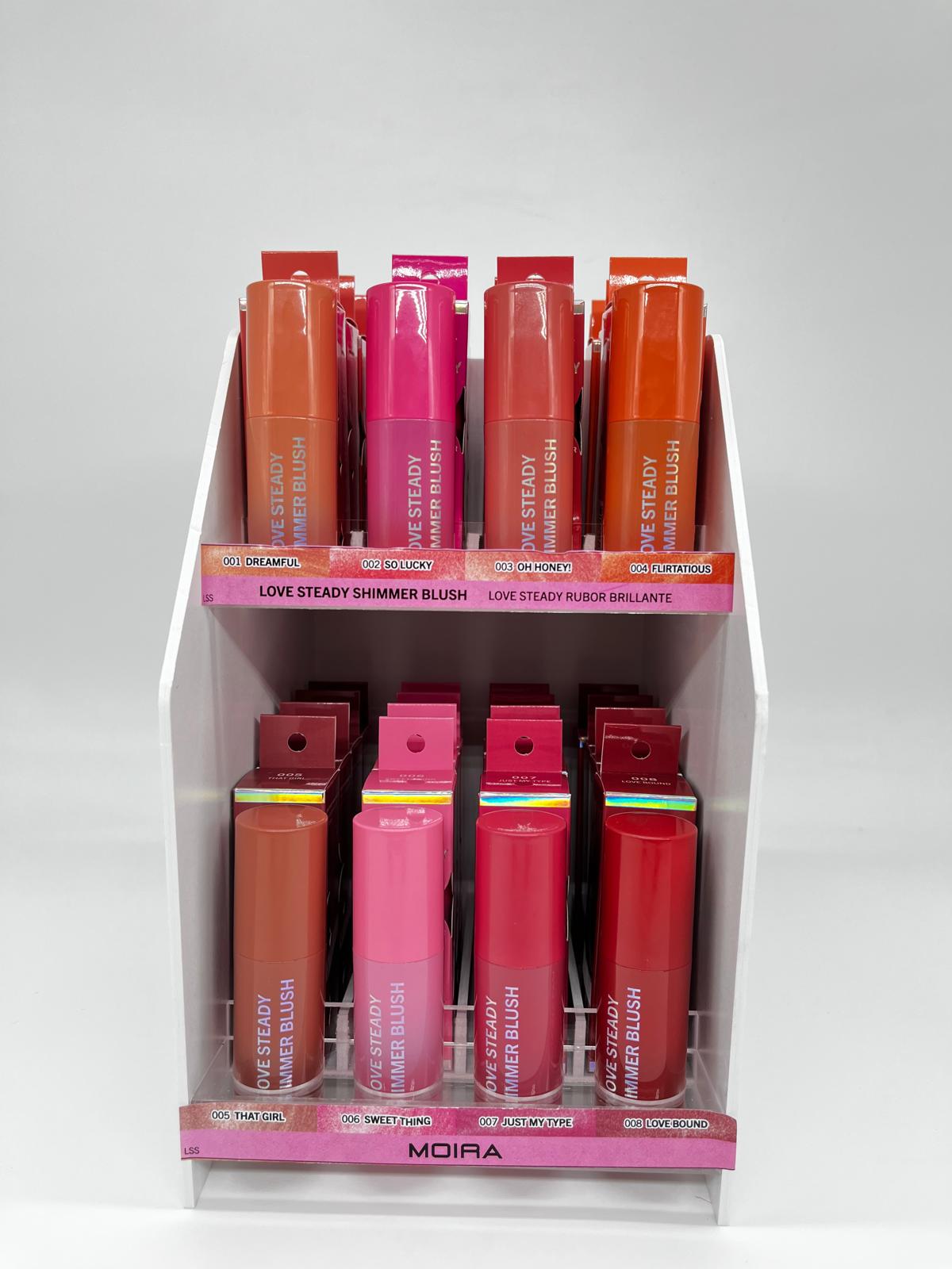 MOIRA- LOVE STEADY- SHIMMER BLUSH- 48PCS DISPLAY