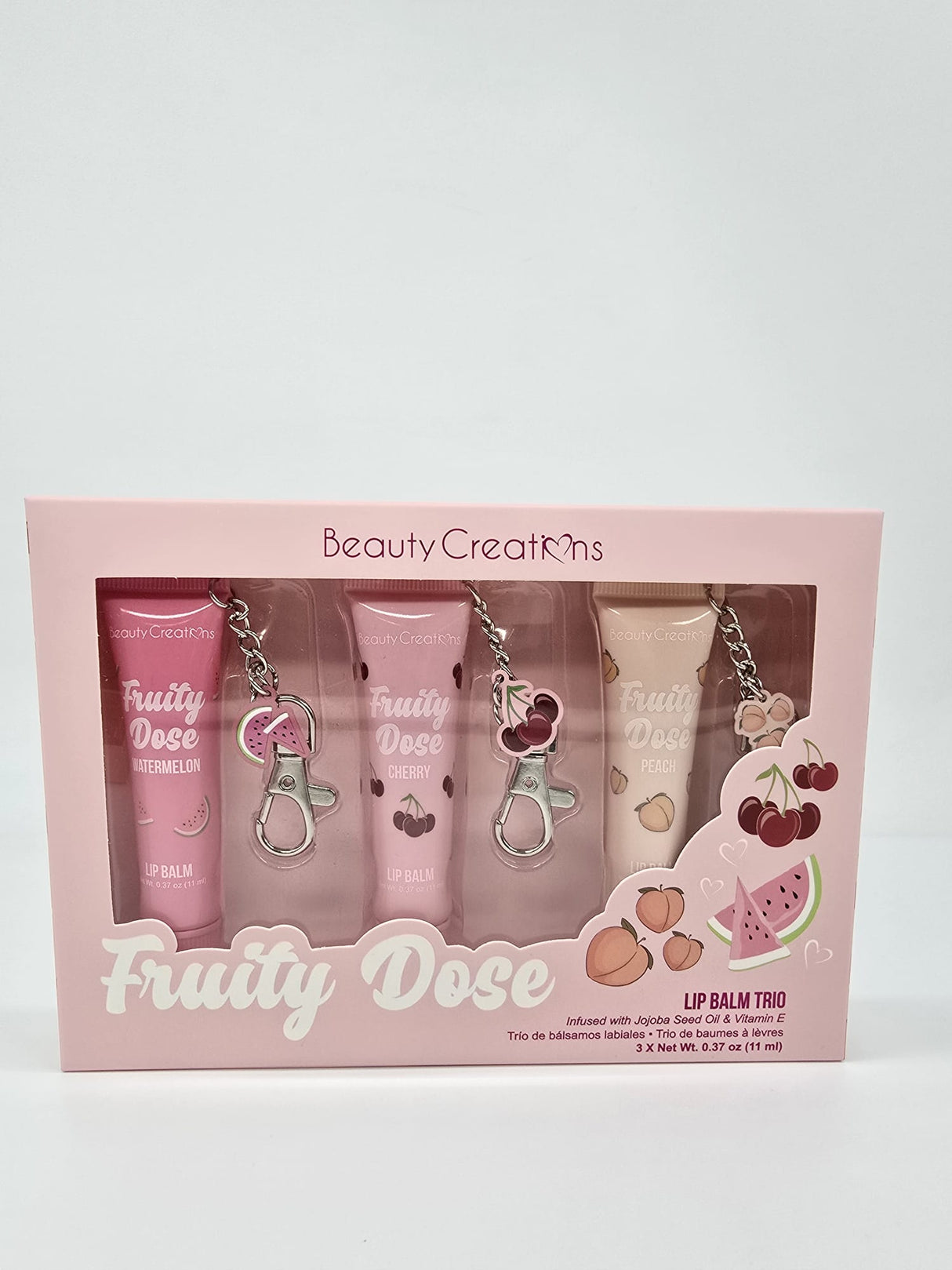 BEAUTY CREATIONS- FRUITY DOSE- LIP BALM TRIO WITH KEYCHAIN- 1PC
