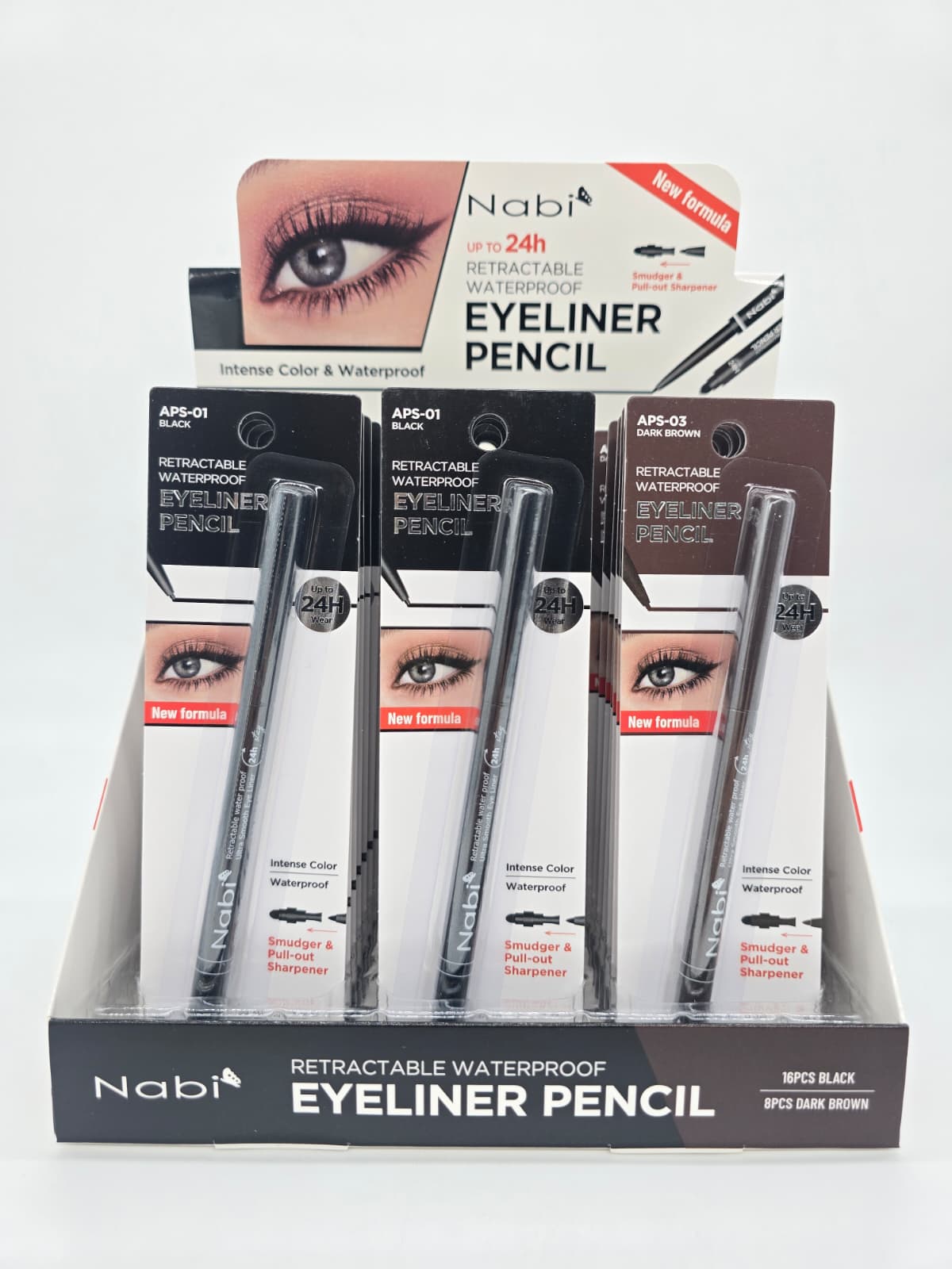 NABI- RETRACTABLE WATERPROOF- EYELINER PENCIL- 24PCS