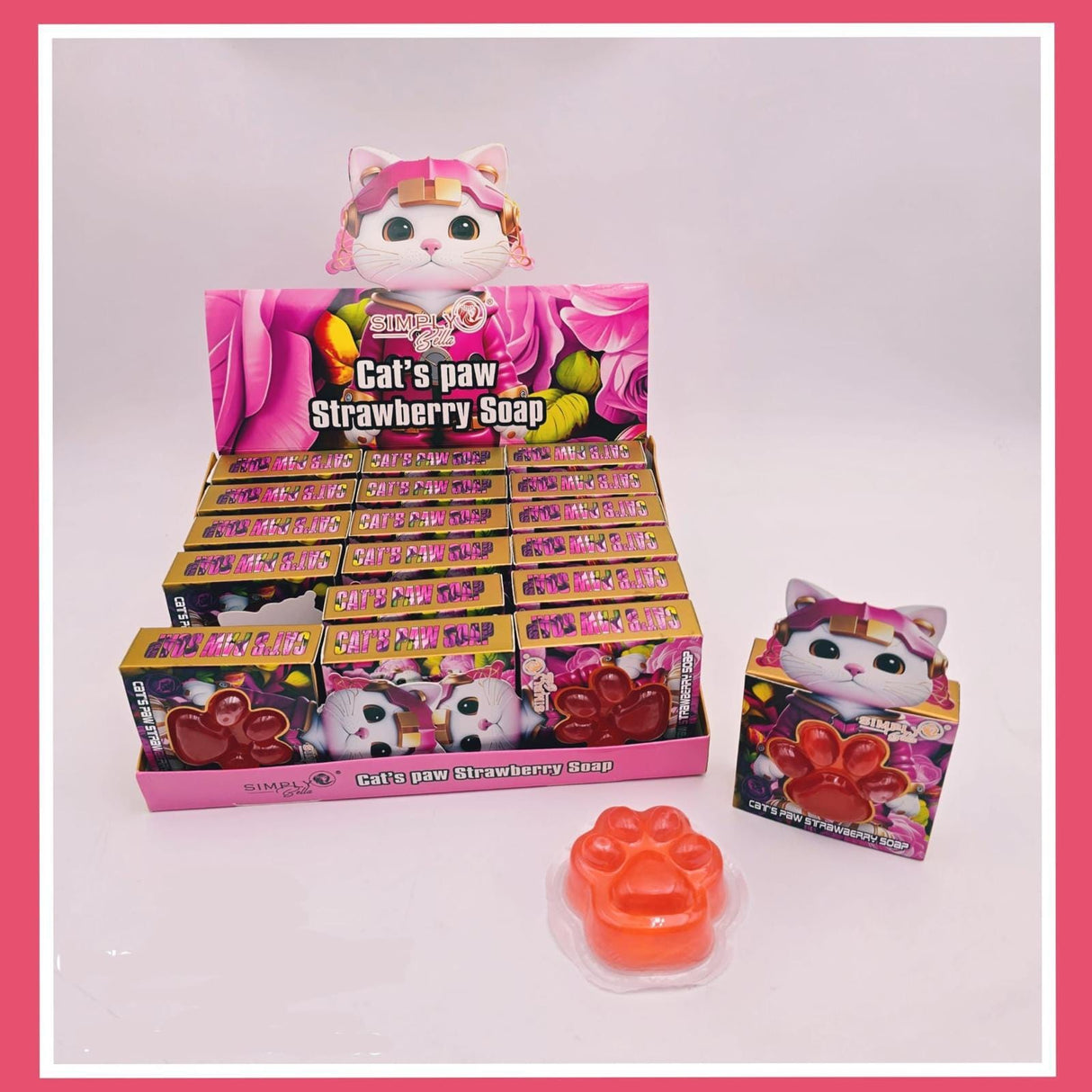 SIMPLY BELLA- CAT'S PAW- STRAWBERRY SOAP- 18PCS DISP
