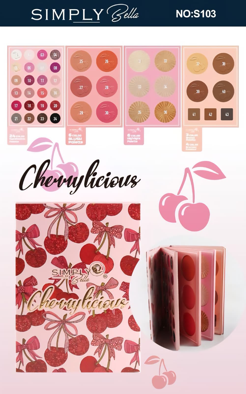 SIMPLY BELLA- CHERRYLICIOUS- BOOK PALETTE- 1PC