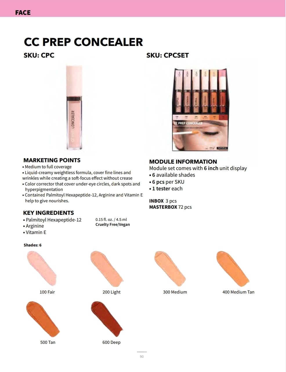 MOIRA- CC PREP CONCEALER (6TONES)- FULL DISPLAY