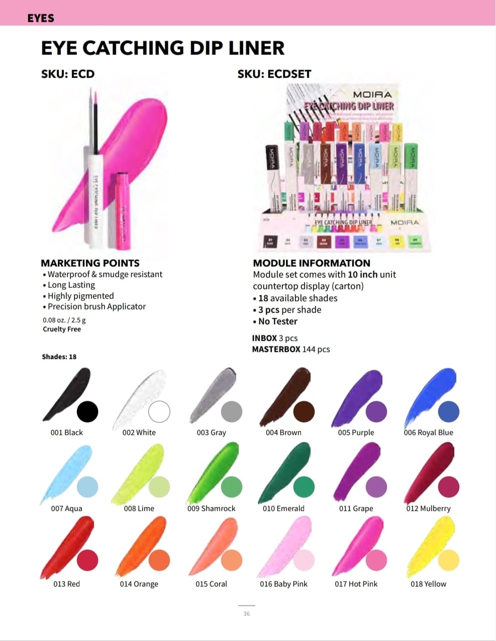 MOIRA- EYE CATCHING DIP LINER (18TONES)- FULL DISPLAY