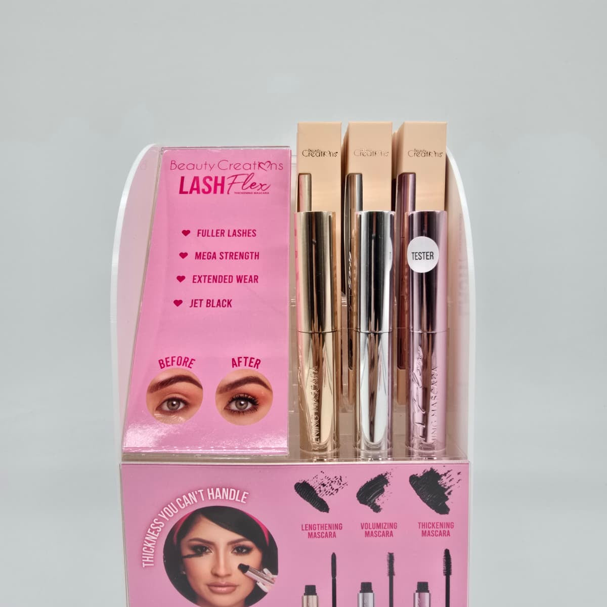 BEAUTY CREATIONS- LASH FLEX MASCARA (3STYLES)- FULL DISPLAY