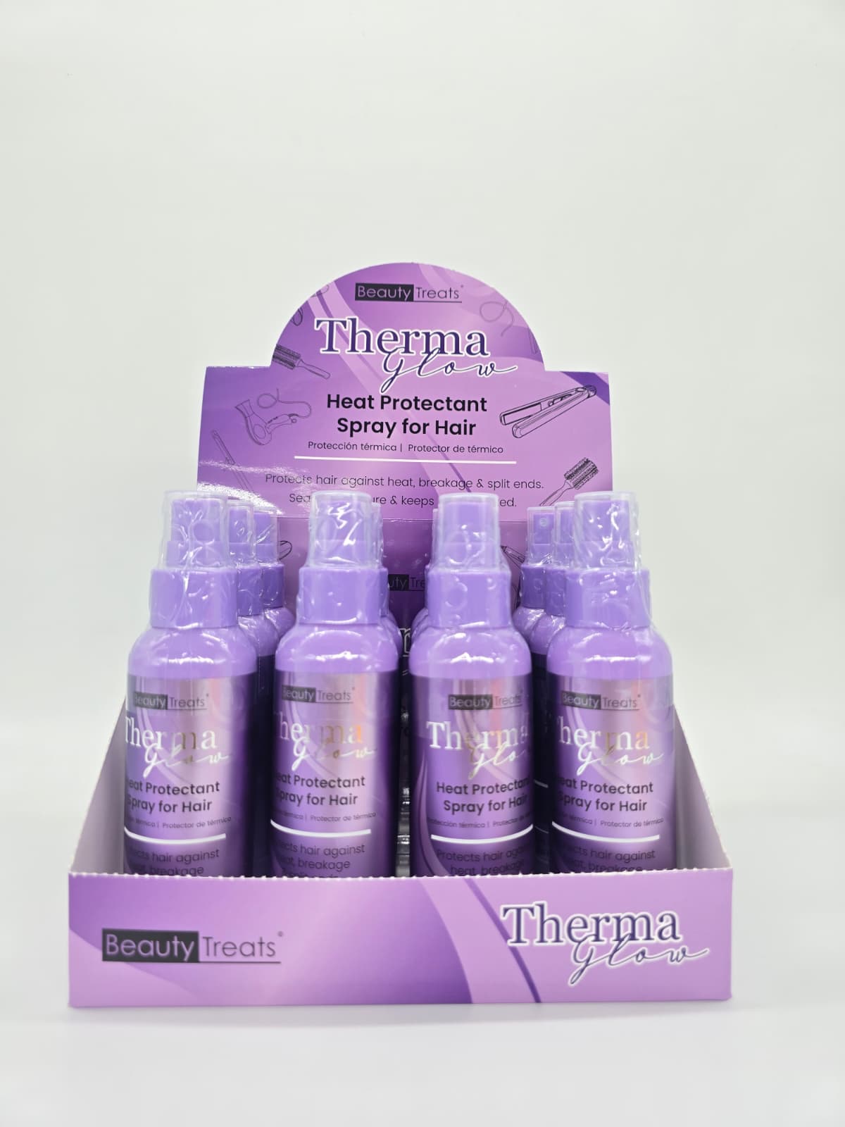 BEAUTY TREATS- THERMA GLOW- HEAT PROTECTANT SPRAY FOR HAIR- 12PCS