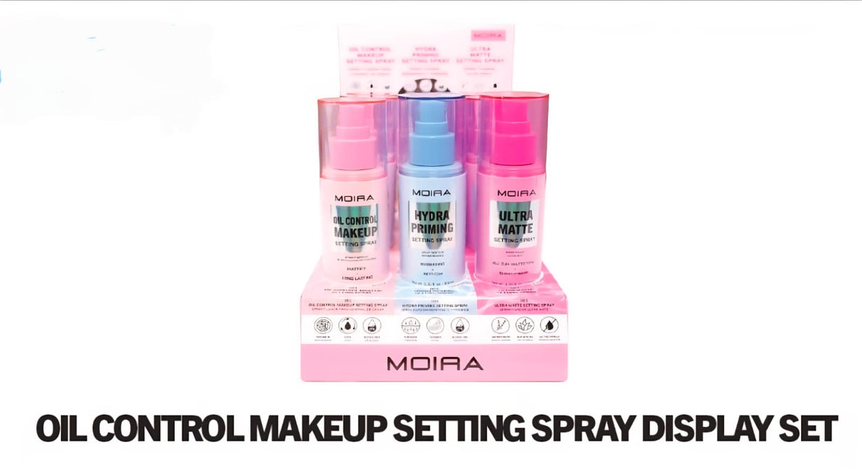 MOIRA- OIL CONTROL MAKEUP SETTING SPRAY- 9PCS DISPLAY CARDBORAD