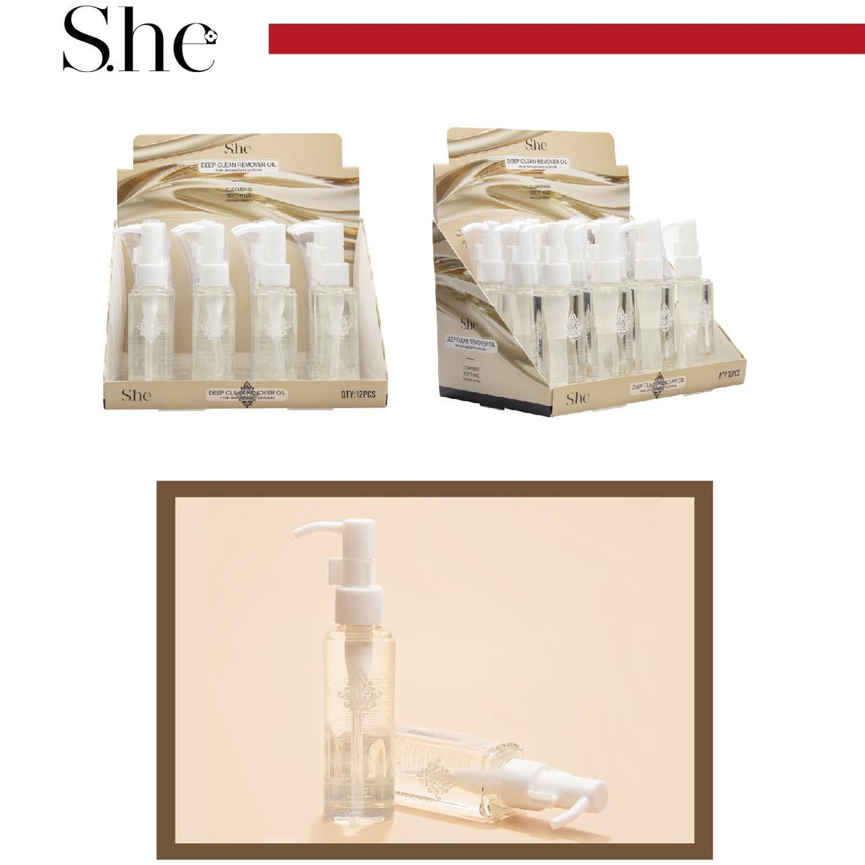 SHE MAKEUP - DEEP CLEAN REMOVER OIL - DISPLAY (12PCS)
