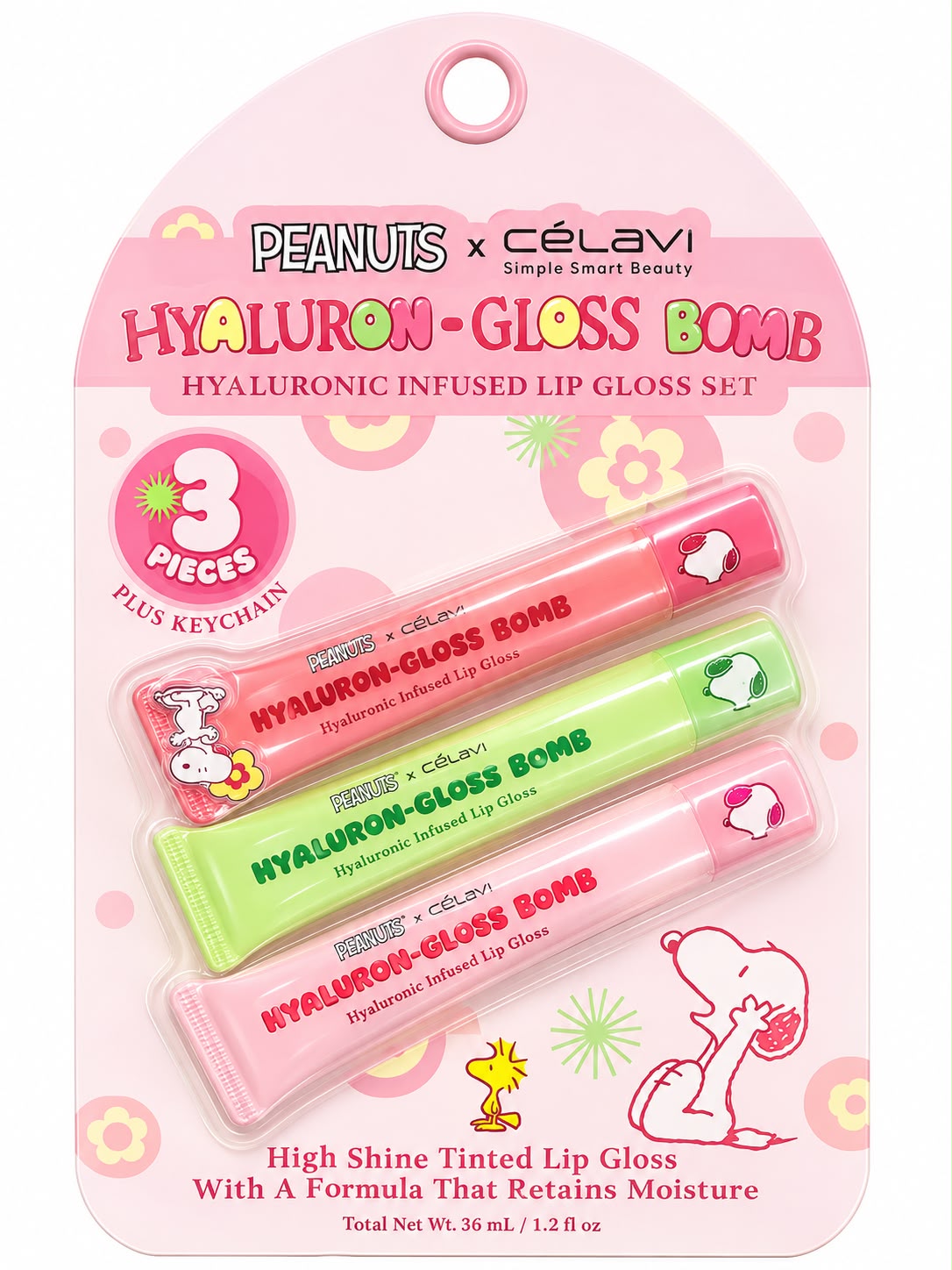 CÉLAVI - PEANUTS HYALURON GLOSS BOMB HYALURONIC INFUSED LIP GLOSS SET - (1PC)