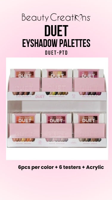 BEAUTY CREATIONS- DUET MINI PALETTE FULL DISPLAY- 36PCS TOTAL + 6 FREE TESTERS NEW