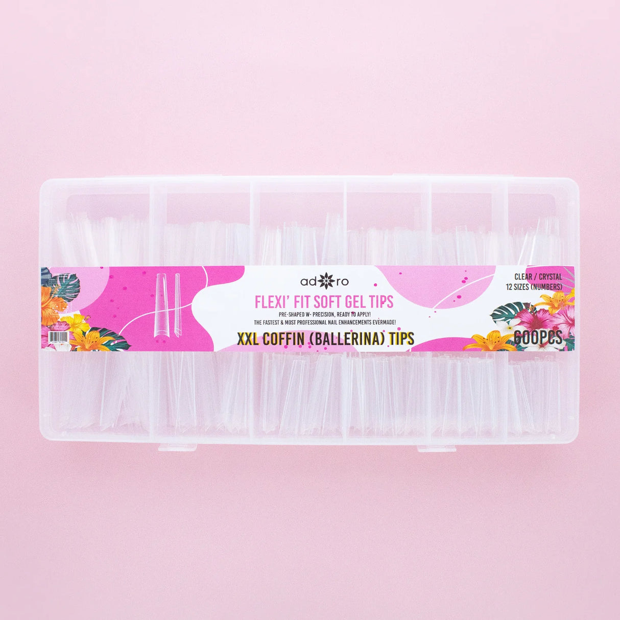ADORO- XXL COFFIN (BALLERINA)- GEL TIPS- 1PC