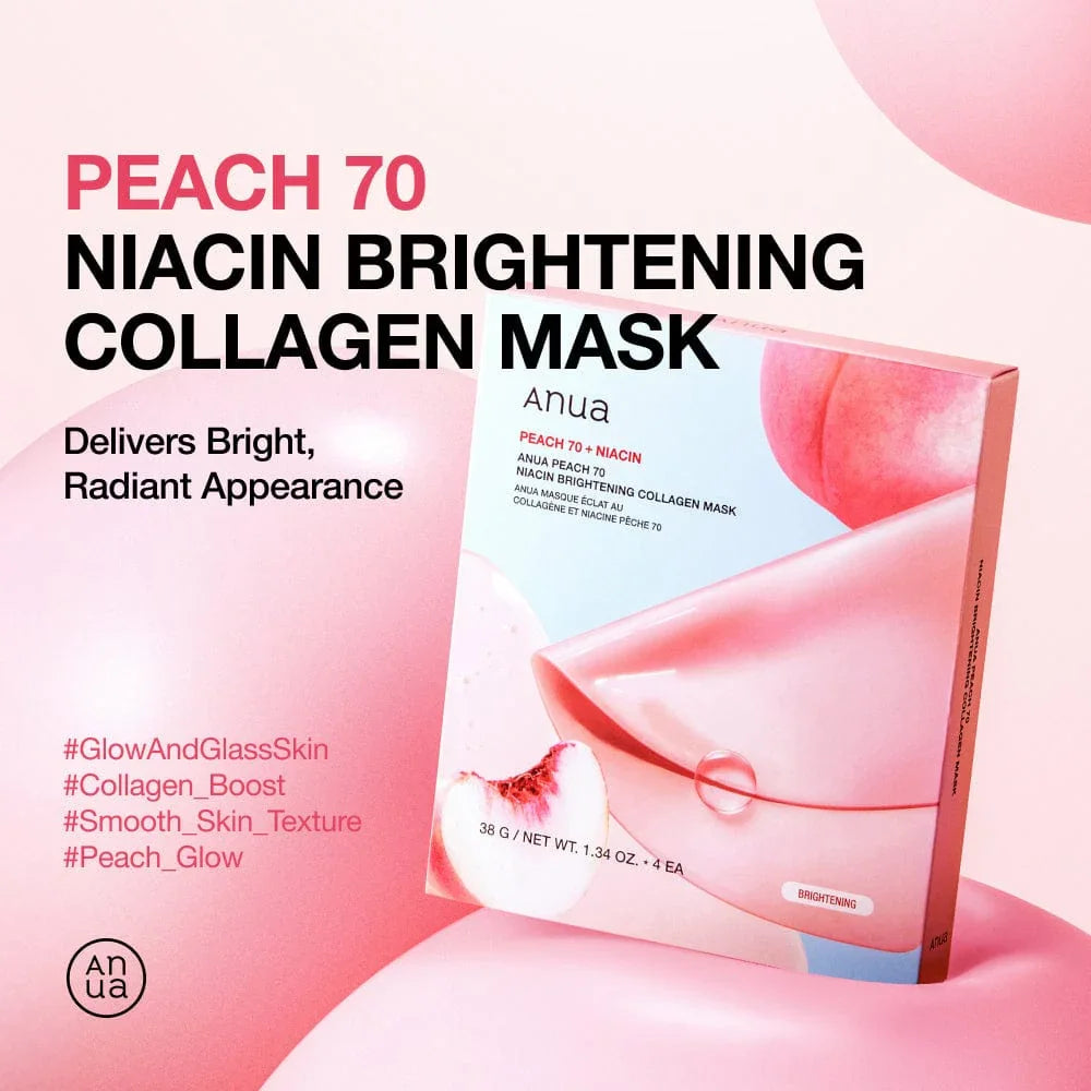 ANUA - PEACH 70 NIACIN BRIGHTENING COLLAGEN MASK - 1BOX/PC (4PCS)