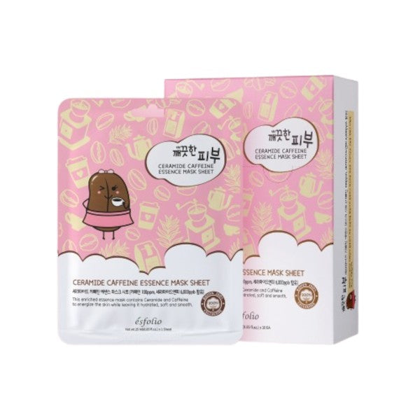 ESFOLIO - HOJA DE MASCARILLA ESENCIA DE CAFEÍNA CERAMIDA PURA PIEL (CAJA DE 1O HOJAS)