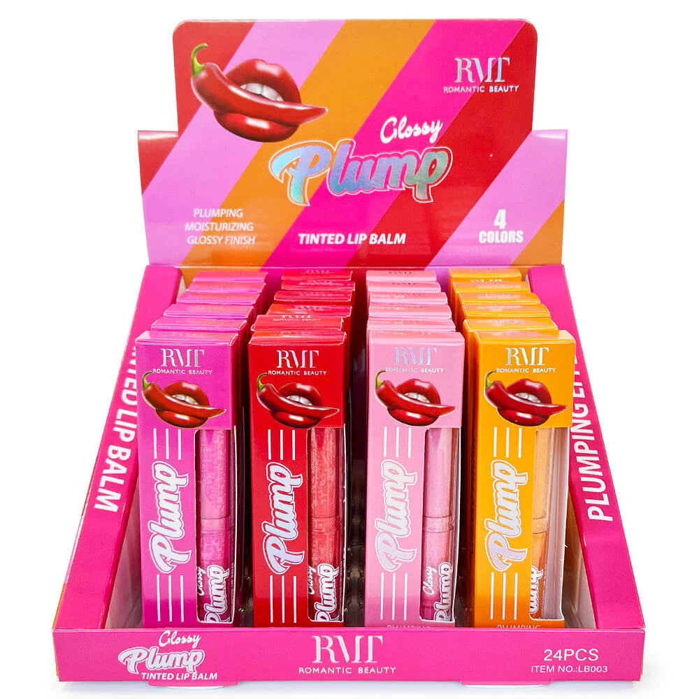 ROMANTIC BEAUTY- GLOSSY PLUMP- TINTED LIP BALM-24PCS