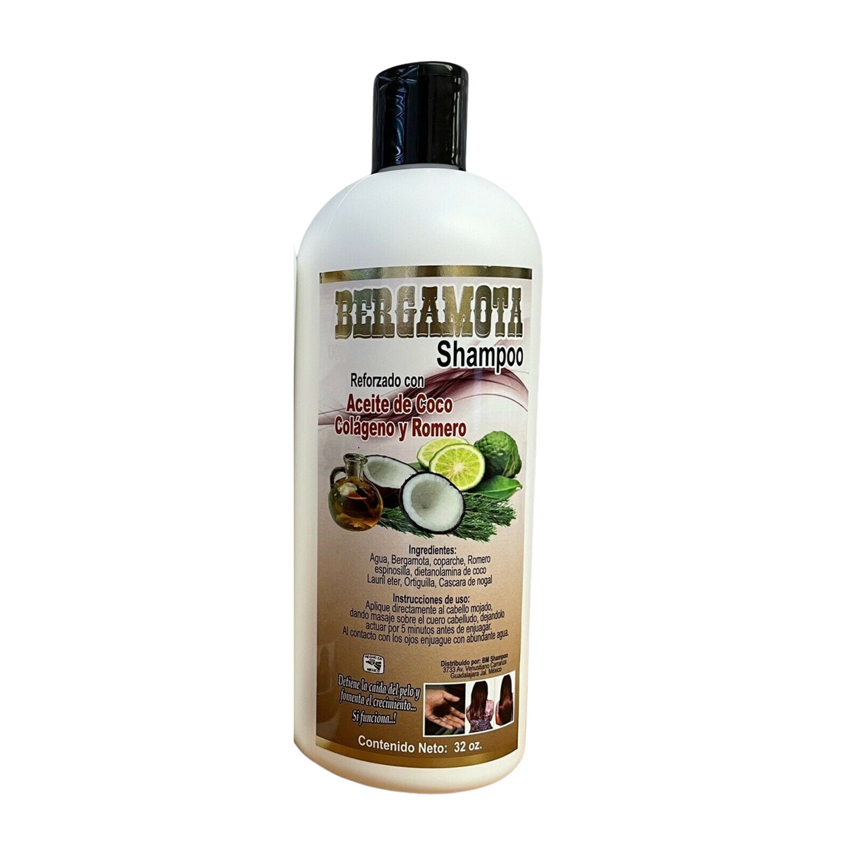 MX -BERGAMOTA REFORZADO CON ACEITE DE COCO COLAGENO Y ROMERO SHAMPOO (1PC)