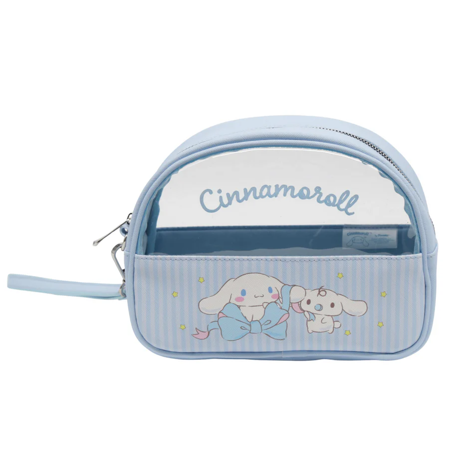 IMPRESSION VANITY - CINNAMOROLL™ ''LOVELY RIBBON'' HALF MOON CLEAR COSMETIC CASE- (1PC)
