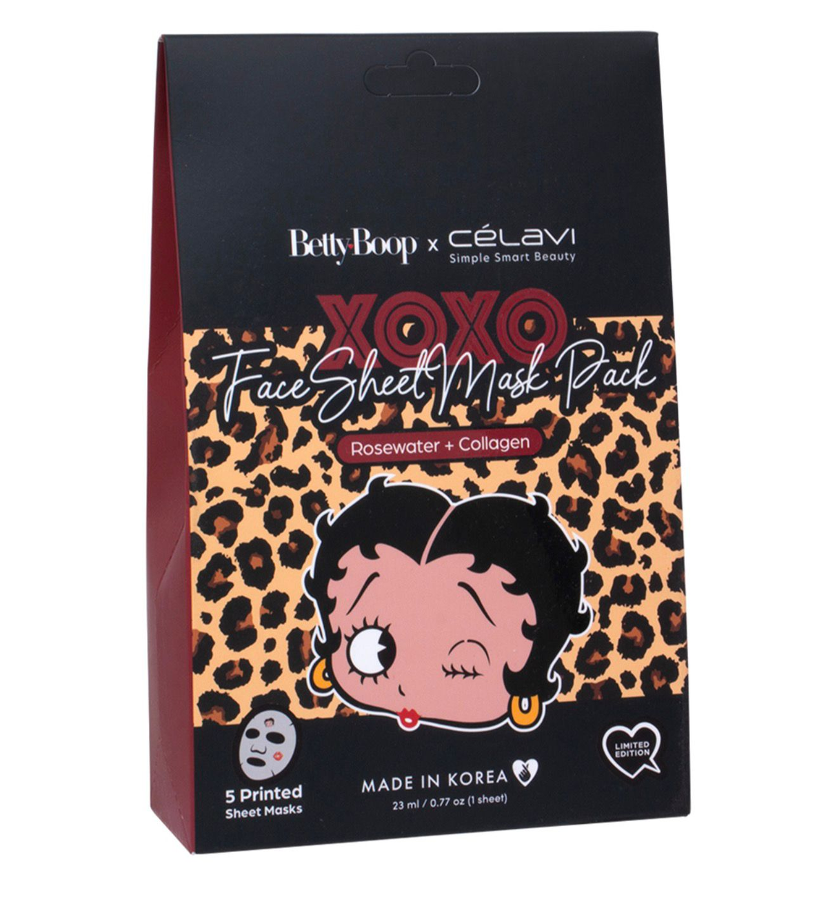 CÉLAVI - BETTY BOOP XOXO FACE SHEET MASK PACK(5 SHEETS) - (1PC)