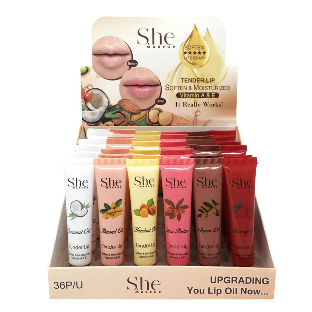 S.HE MAKEUP- TENDER LIP VITAMIN A & E- LIP OIL- 36PCS