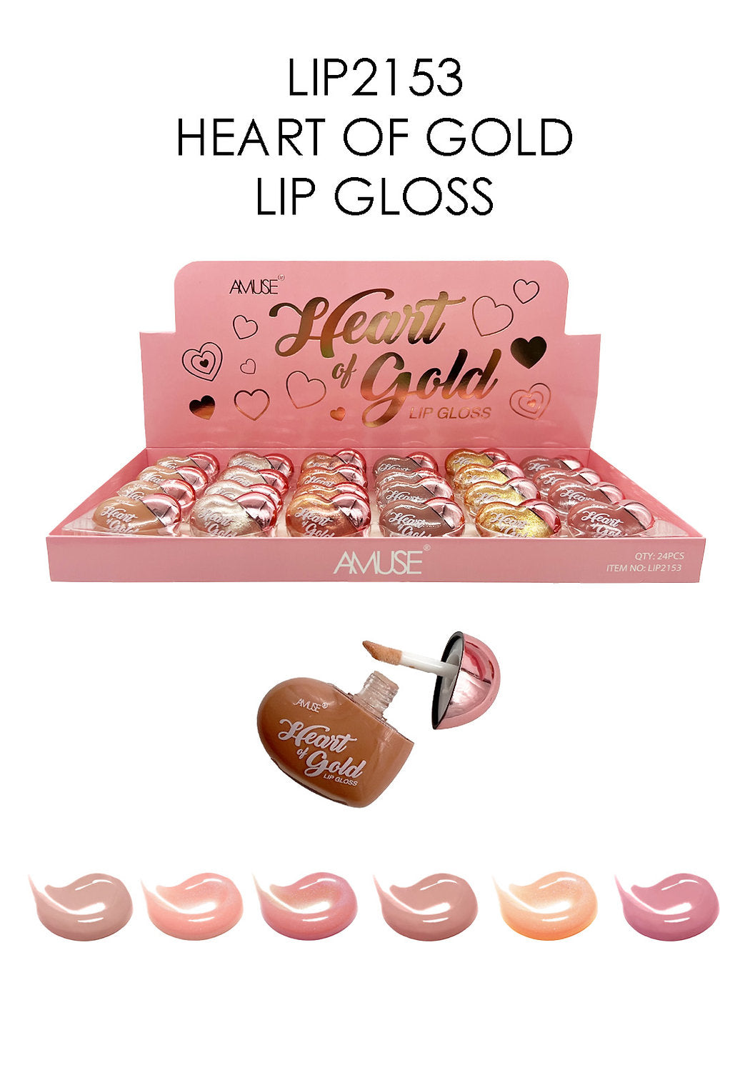 AMUSE- HEART OF GOLD- LIPGLOSS- (24PCS)