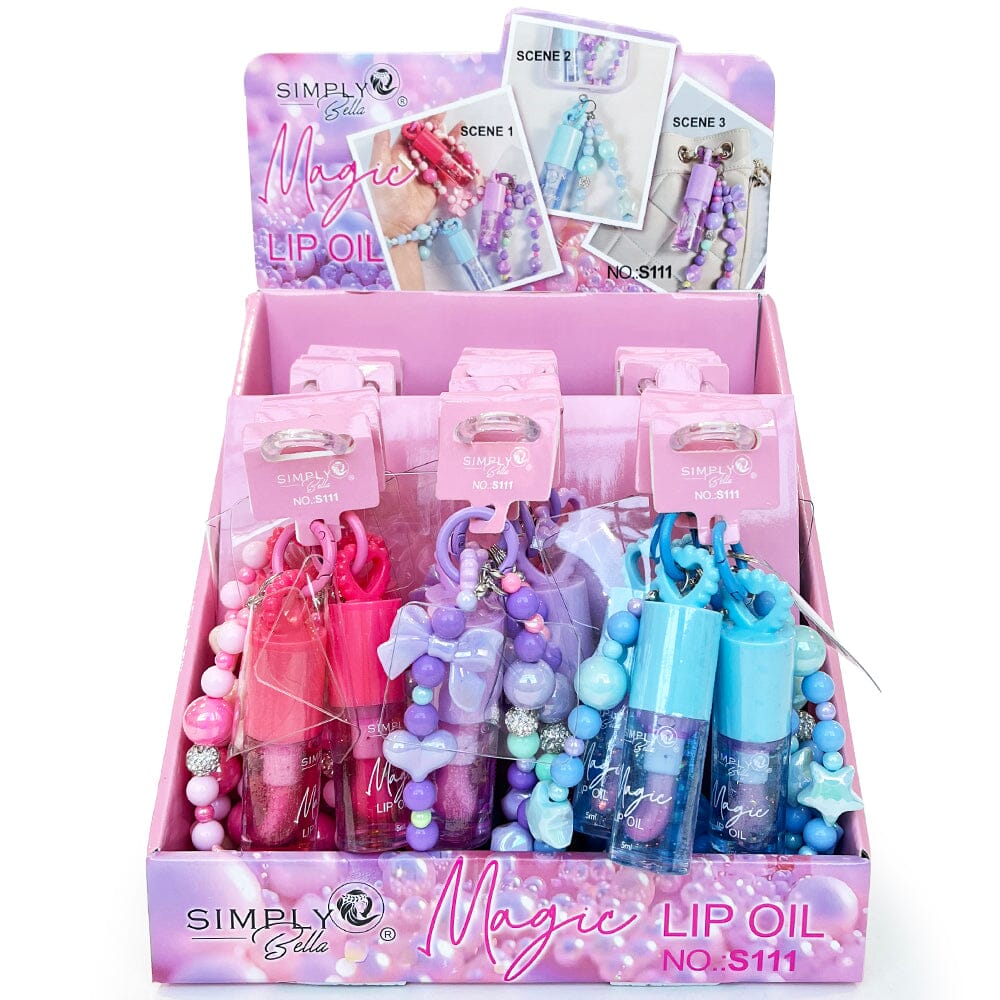 SIMPLY BELLA- MAGIC LIP OIL WITH BEAD CHARM- 24PCS
