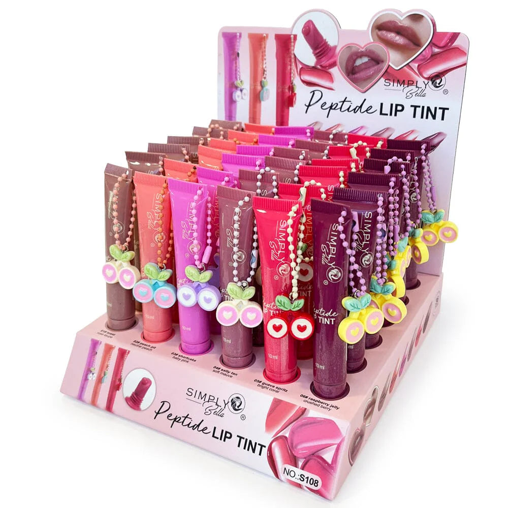 SIMPLY BELLA- PEPTIDE LIP TINT WITH BEADED CHARM-36PCS
