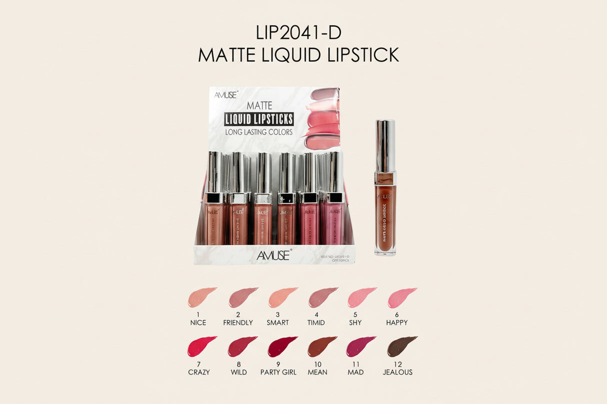 AMUSE - MATTE LIQUID LIPSTICK LONG LASTING COLOR - DISPLAY 36 PC