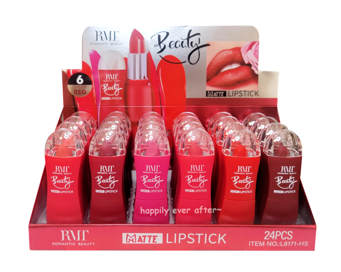 ROMANTIC BEAUTY - LÁPIZ LABIAL MATE - 6 COLORES - DISPLAY 24PC