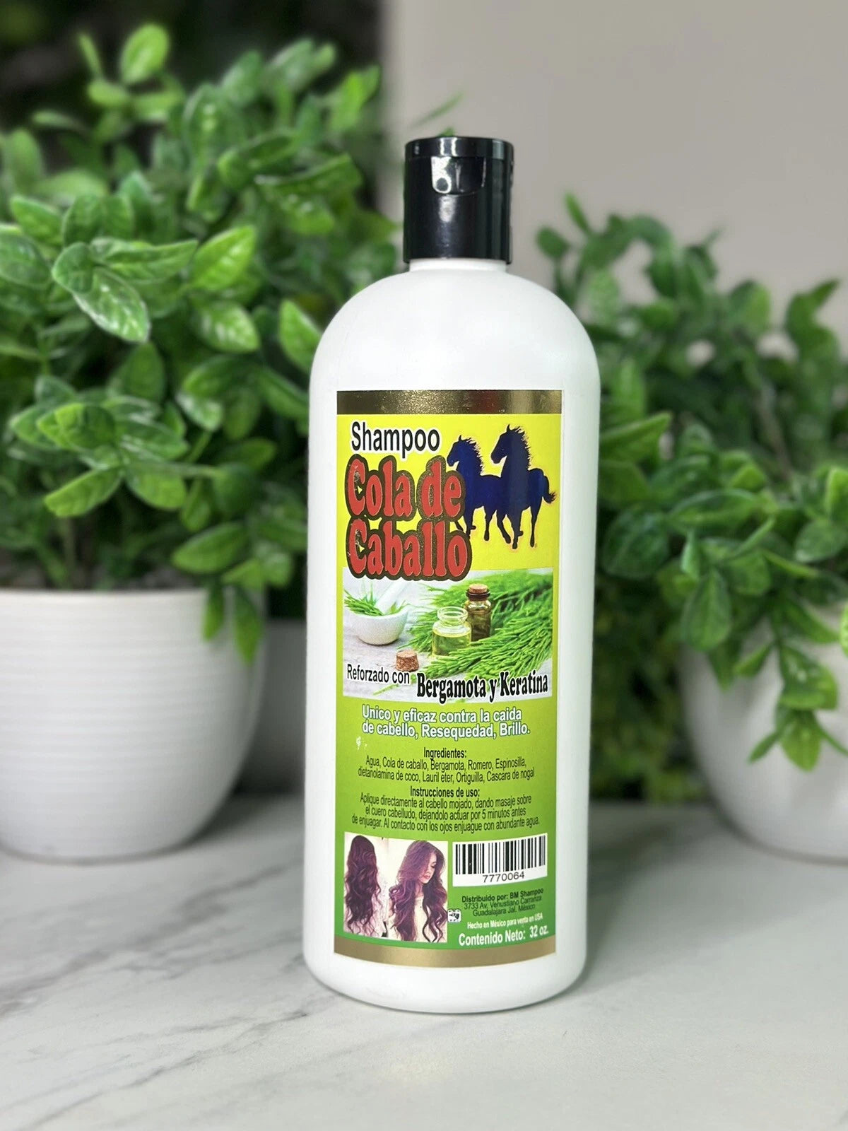 MX- COLA DE CABALLO REFORZADO CON BERGAMOTA Y KERATINA- SHAMPOO (1PC)