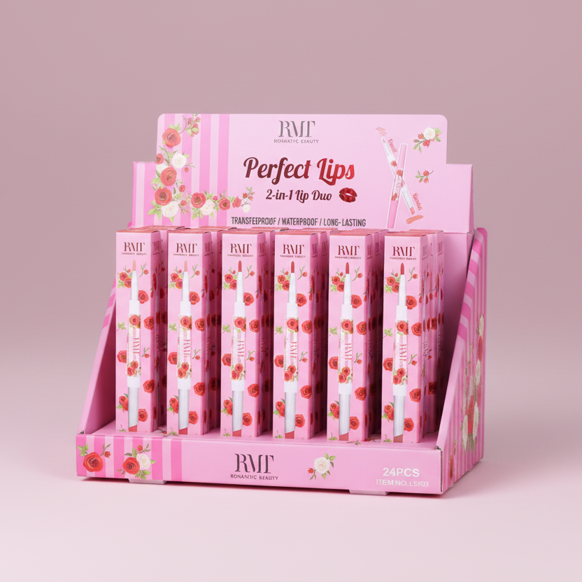 ROMANTIC BEAUTY - PERFECT LIPS LIP LINER & LIPSTICK DUO - NUDE (24PCS DISP)