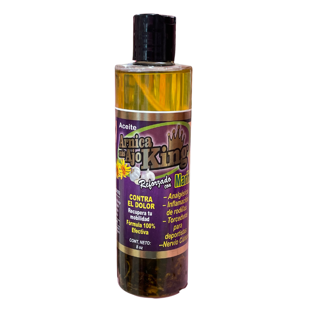 ACEITE ARNICA MAS AJO KING REFORZADO CON MARIHUANA - 8 OZ