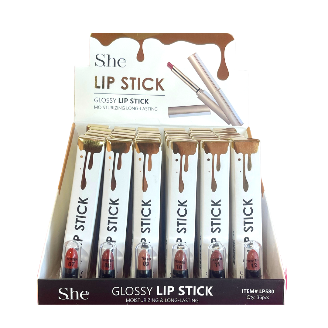 S.HE MAKEUP - LIP STICK GLOSSY LIP STICK - NUDE COLORS (36PCS DISP)
