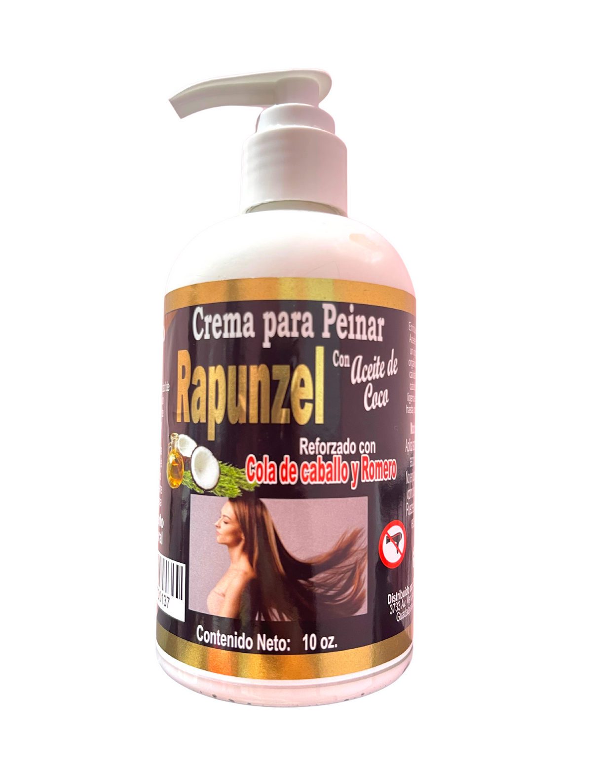 CREMA PARA PEINAR RAPUNZEL CON ACEITE DE COCO REFORZADO CON COLA DE CABALLO Y ROMERO 10oz (1PC)