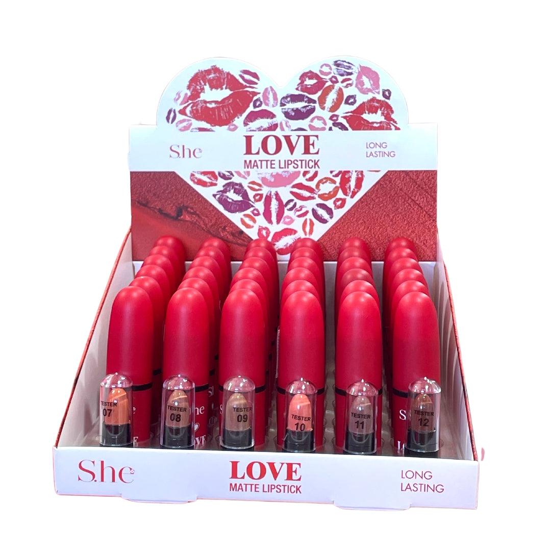 S.HE MAKEUP - LOVE MATTE LIPSTICK - DISPLAY 36 PCS