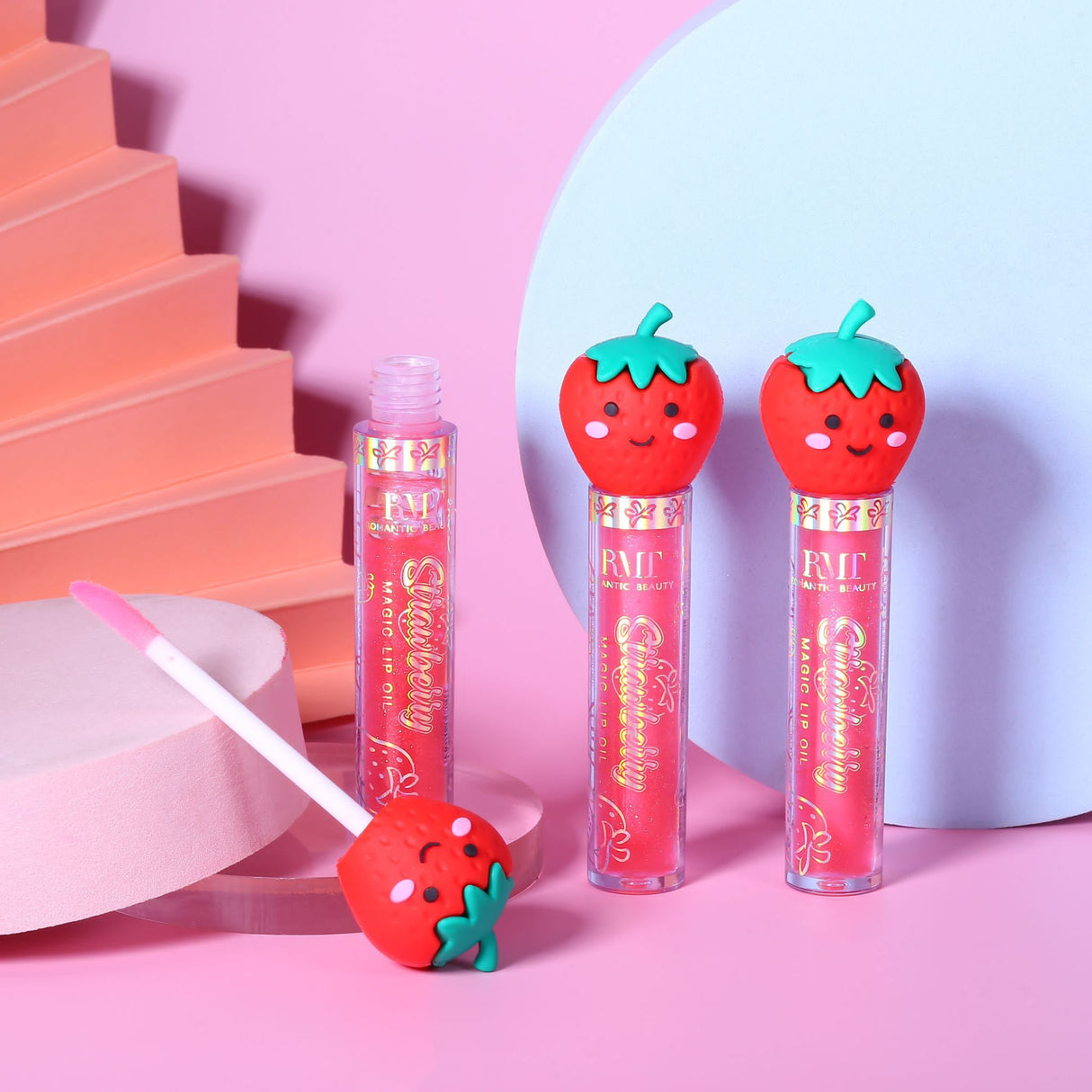 ROMANTIC BEAUTY - STRAWBERRY MAGIC LIP GLOSS DISPLAY 24 PCS