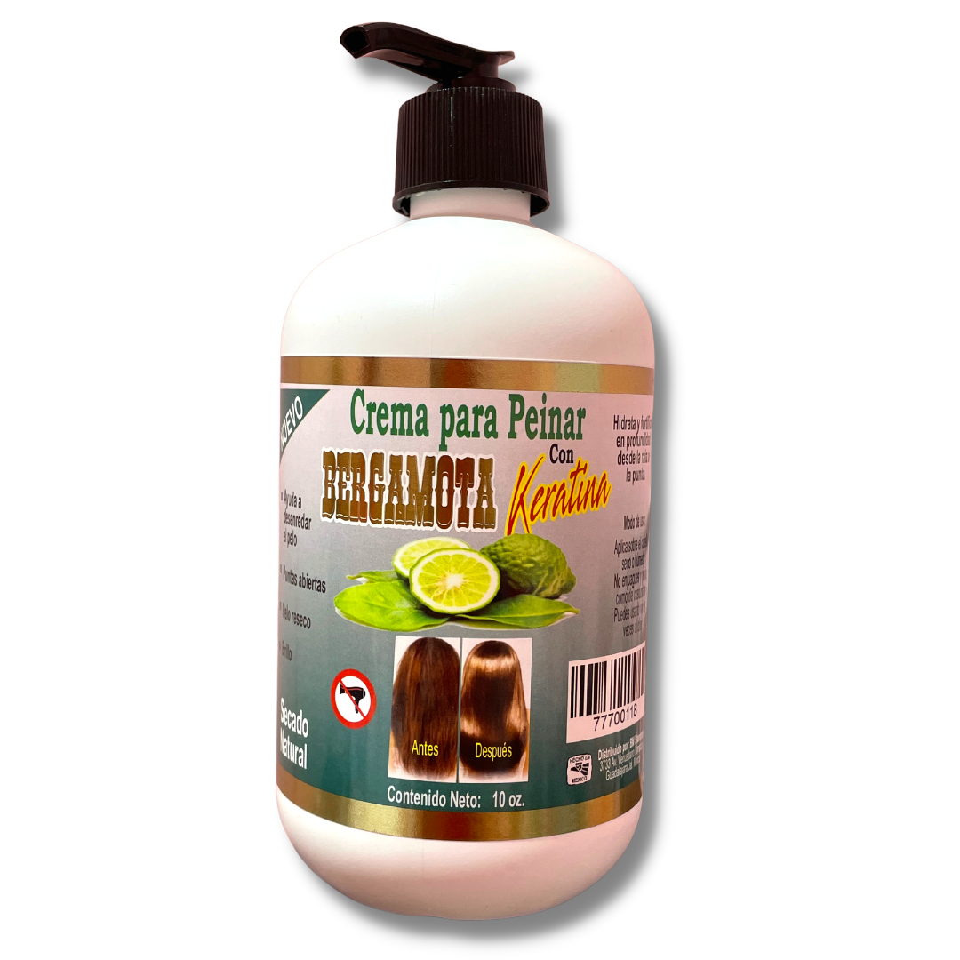 CREMA PARA PEINAR BERGAMOTA CON KERATINA 10 OZ (1PC)