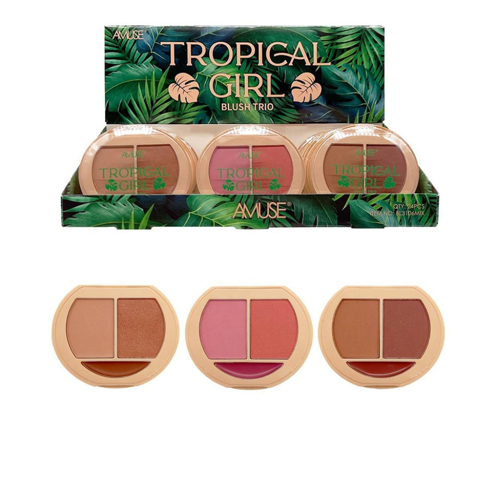 AMUSE - TROPICAL GIRL BLUSH TRIO DISPLAY (24PCS)