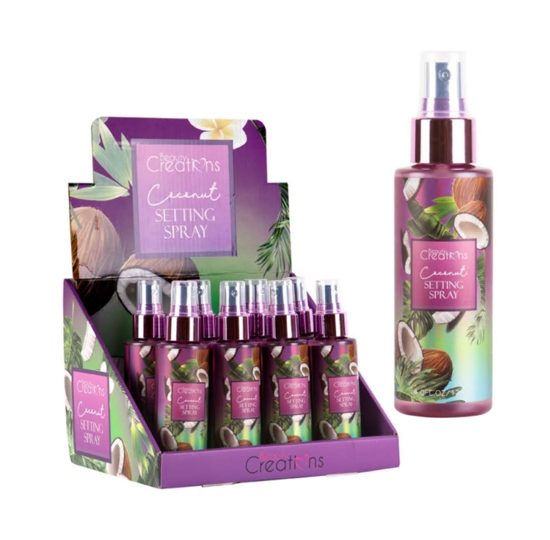 BEAUTY CREATIONS - SPRAY FIXATEUR À LA NOIX DE COCO - PRÉSENTOIR 12PC
